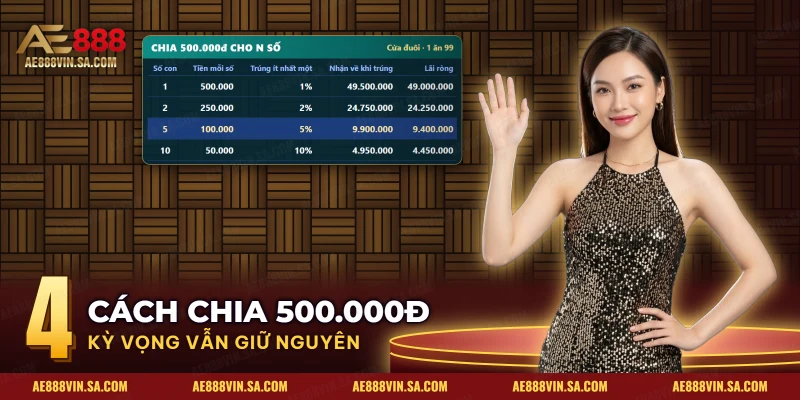 Bảng chia vốn cho một số và nhiều số ở cửa đuôi của đề với xác suất từng cách