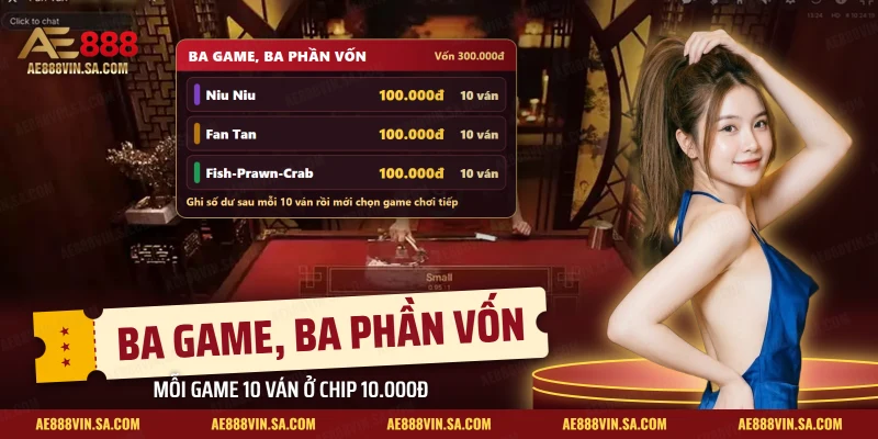 Kế hoạch chia vốn cho ba game thử Niu Niu, Fan Tan và Fish-Prawn-Crab ở sảnh WM trên bàn Fan Tan
