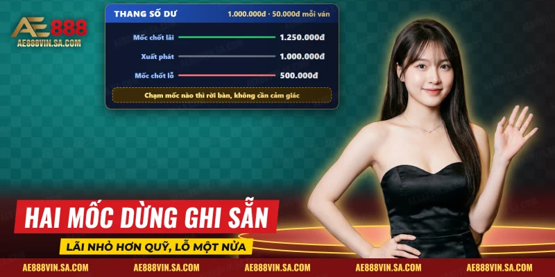 Thang số dư quản lý vốn với mốc chốt lãi và mốc chốt lỗ của một buổi chơi