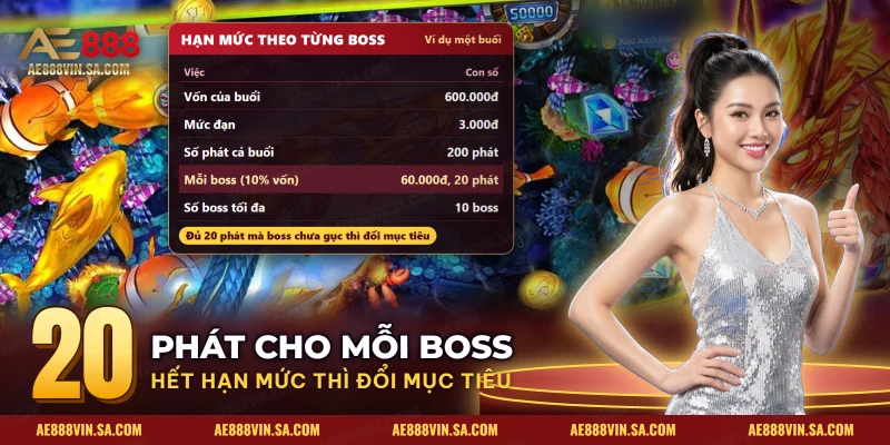 Hạn mức đạn cho mỗi boss trong một buổi bắn cá Long Vương