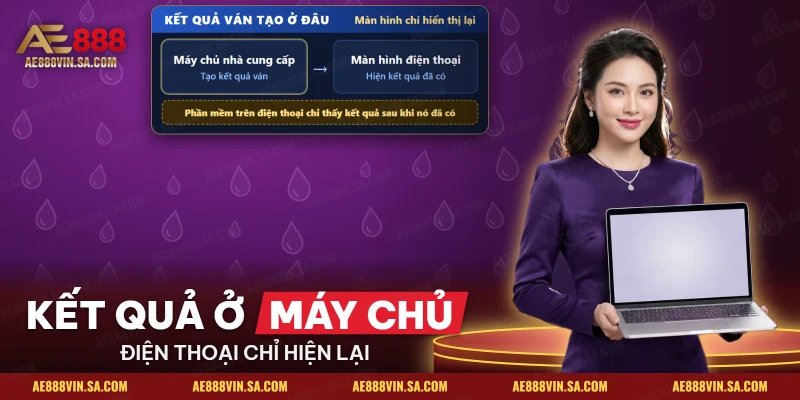 Kết quả ván tạo ở máy chủ nhà cung cấp rồi mới hiện lên màn hình, ngoài tầm tool hack AE888