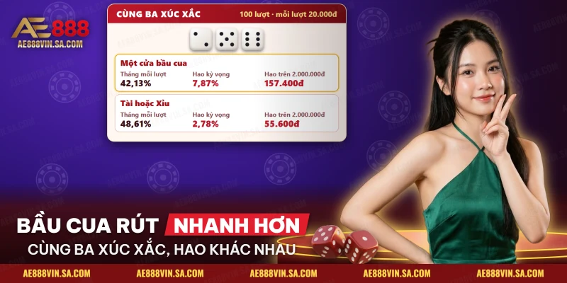 Ba xúc xắc dùng chung cho bầu cua và tài xỉu với hai mức hao khác nhau