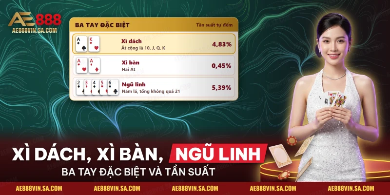 Bảng ba tay đặc biệt xì dách, xì bàn và ngũ linh cùng tần suất
