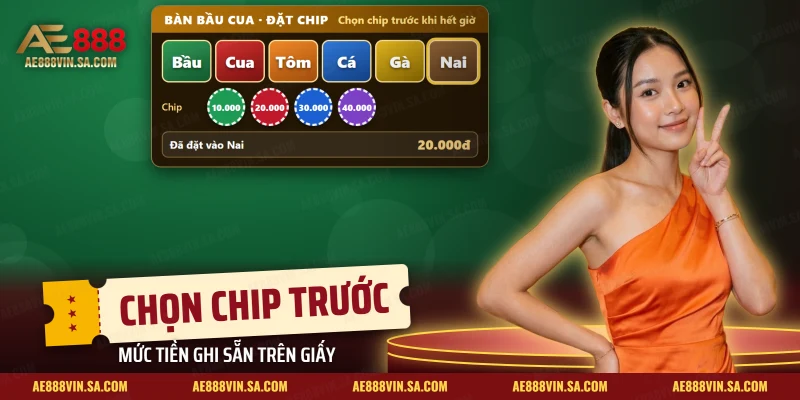 Bàn bầu cua với dãy chip mức cược và sáu cửa linh vật chờ đặt
